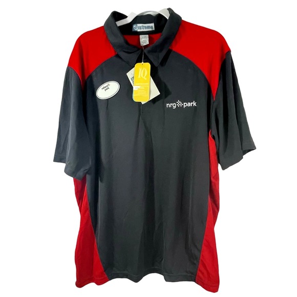 NWT XXL NRG Park Extreme Polo Uniform Shirt Top Black Red Houston Reliant Park - Picture 1 of 8